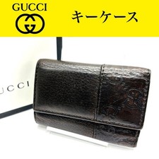 GUCCI Key case leather dark brown From JP