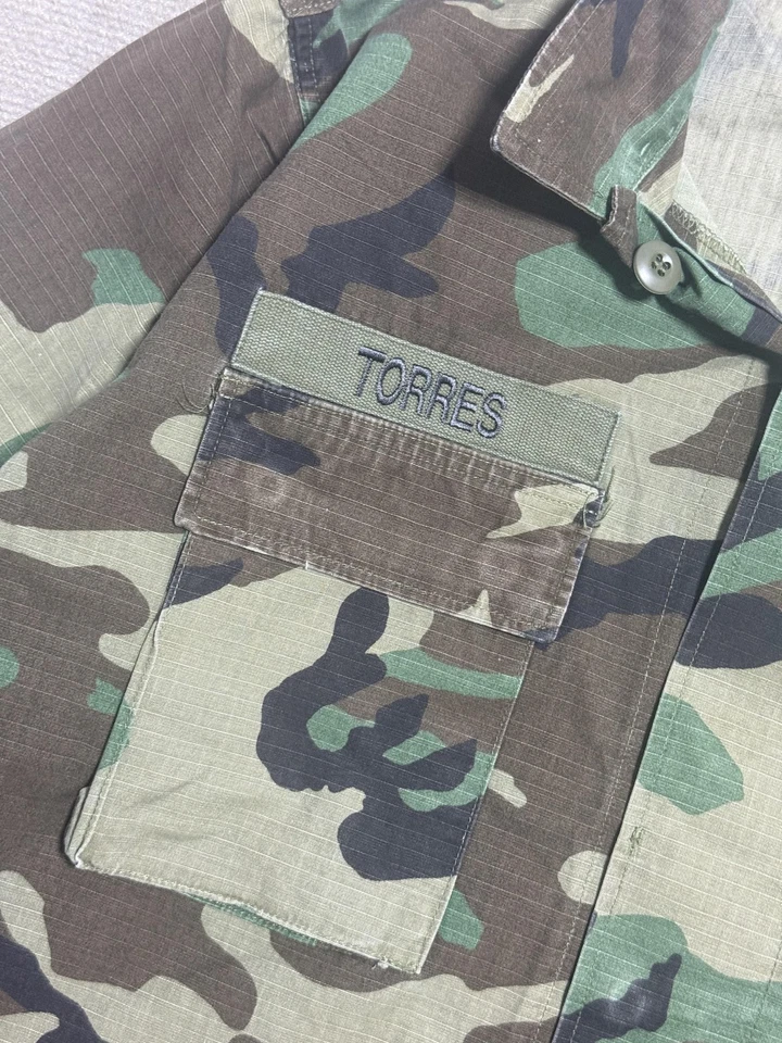 Vintage US Navy BDU Jacket Mens Medium Regular Woodland Camo Ripstop Combat 90s - Image 3 of 4