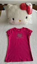 Hello Kitty Bundle Pink Rhinestone Girls 100 Cotton T-shirt Size 7/8  Pillow 