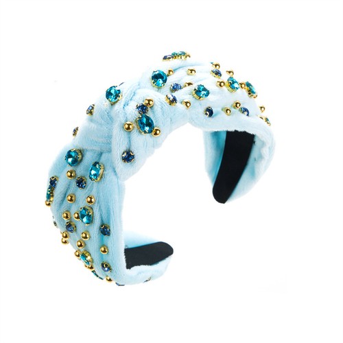 Wide Hair Band Fabric Diamond Beaded Headband Baroque Brim Accessories Flannel - Picture 16 of 22