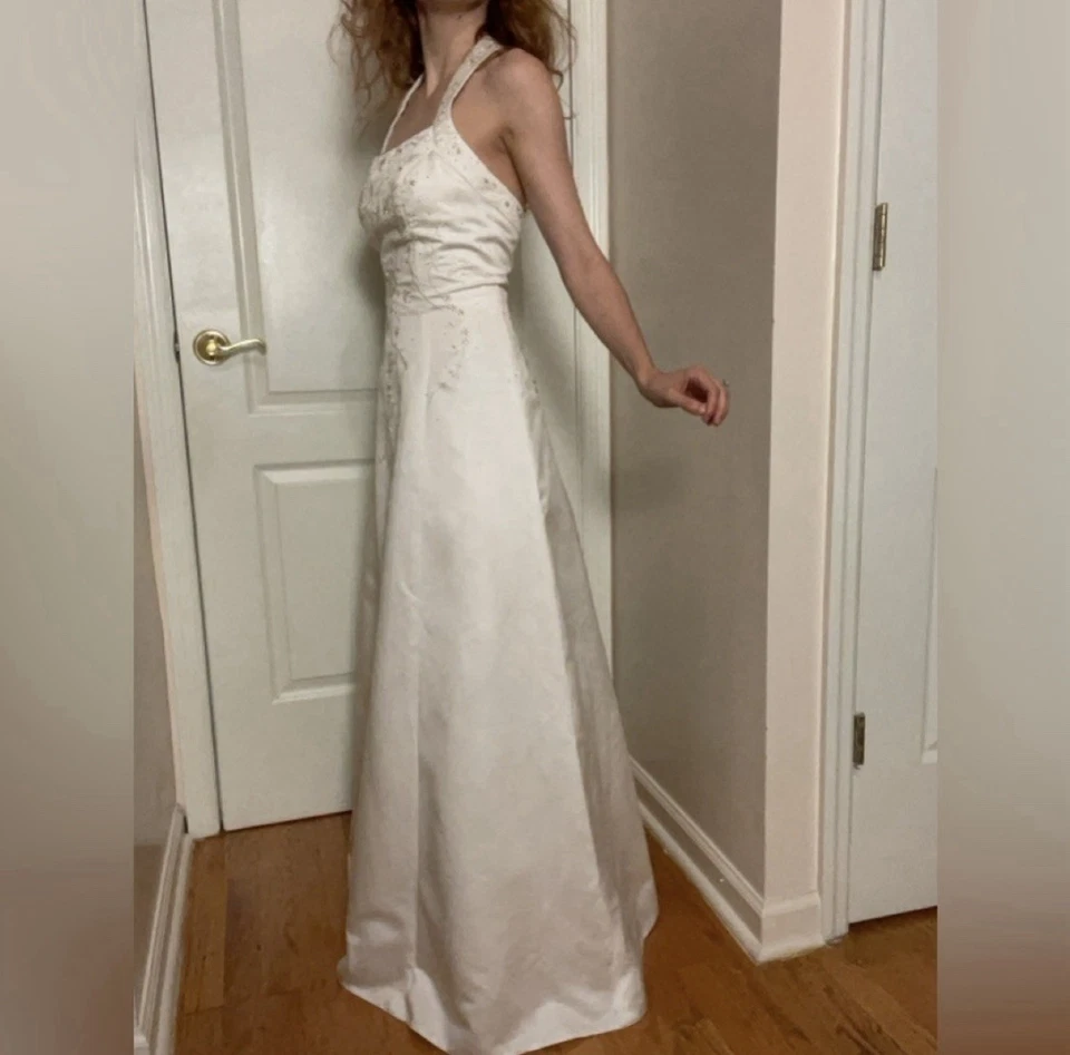 Vestido de novia vintage Y2K halter top talla mediana - buen estado Foto 2 de 4