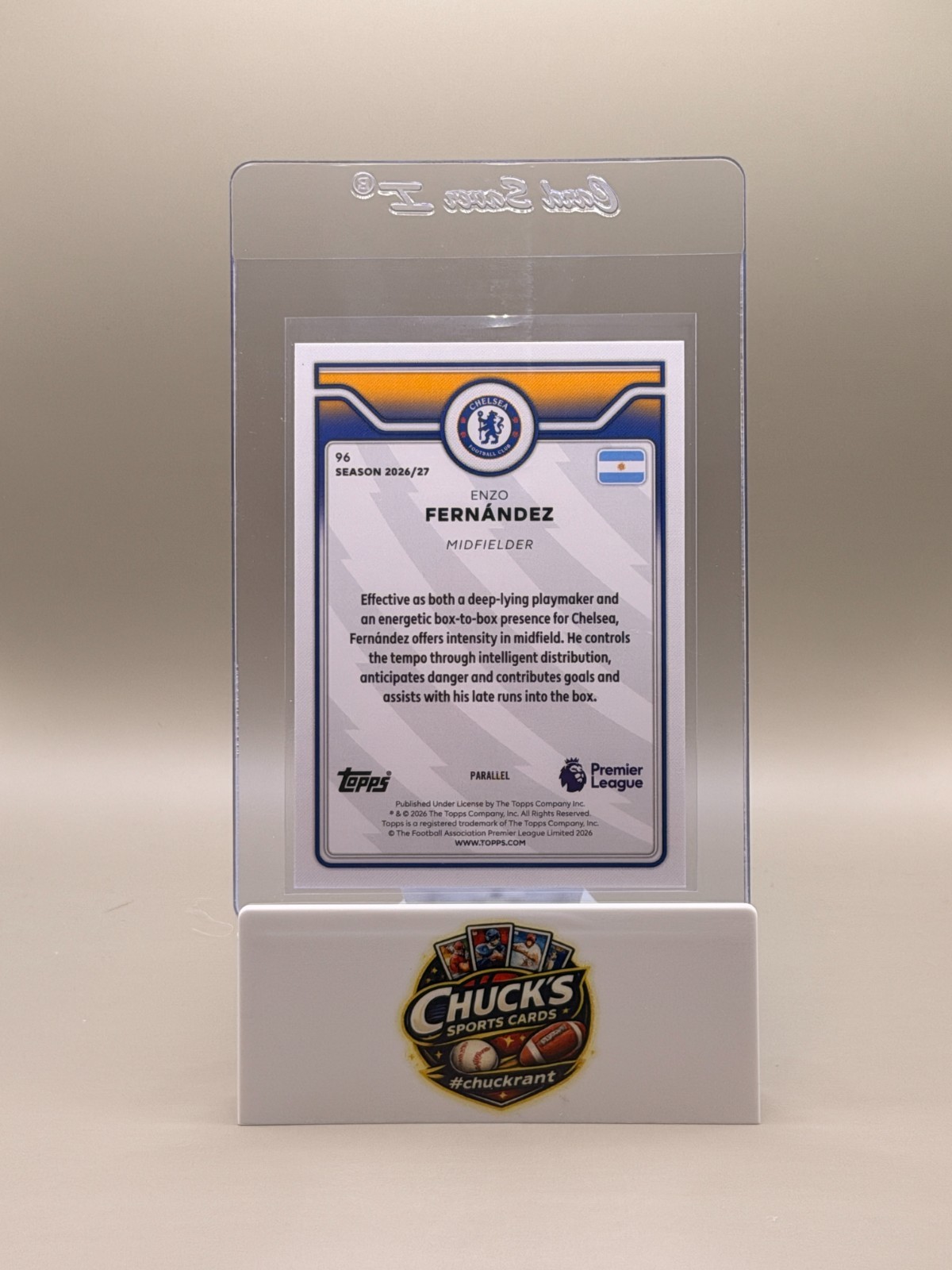 Enzo Fernandez Topps Premier League 26/27 Chelsea /75 Black And White view 2