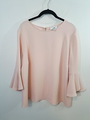Wallis Women's Blush Pink Bell Sleeve Blouse Top Size 14 Boxy Fit