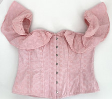 Corset Story Overbust Corsé Top Mujer 18/UK22 Rosa Bordado Volantes Victoriano