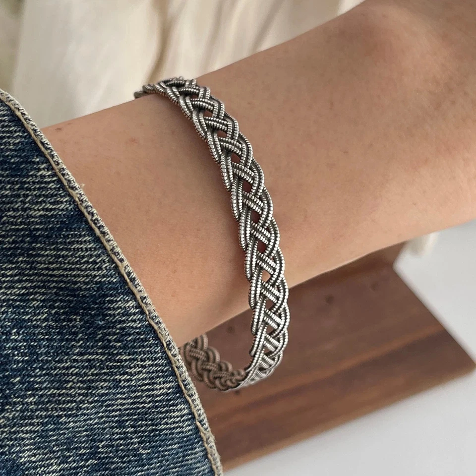 EDLES Armband 925 SILBER massiv Armkette FLECHT ARMREIF Armzange Zirkonia Ring - Bild 2 von 3