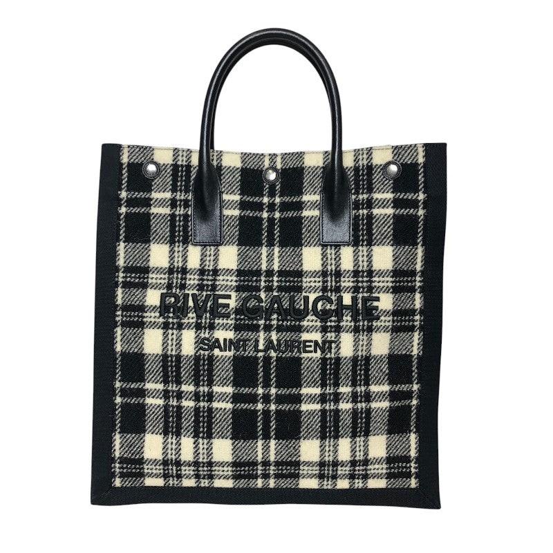 SAINT LAURENT Noe N S 631682 Black White Wool Leather Bag 3440