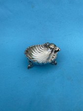 Alte englische Muschel Dekor Konfekt-/ Butter Schale &Oslash; 11,5cm, versilbert, ~1900