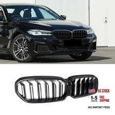 Front Grill Compatible with BMW 5 Series G30 Double Slats-Glossy Black G30 LCI