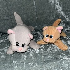 Set Of 2 Vintage Tonka Pound Purries Cat Gray Orange Plush Stuffed Animal