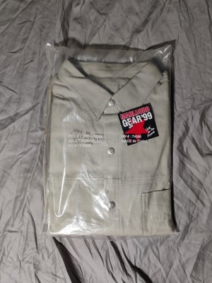Marlboro Gear 99 Going to the Ranch Button Up Shirt Mens XL Large Vintage Khaki