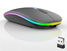 Wireless Bluetooth Mouse,LED Dual Mode Rechargeable Silent Slim Laptop Mouse,...