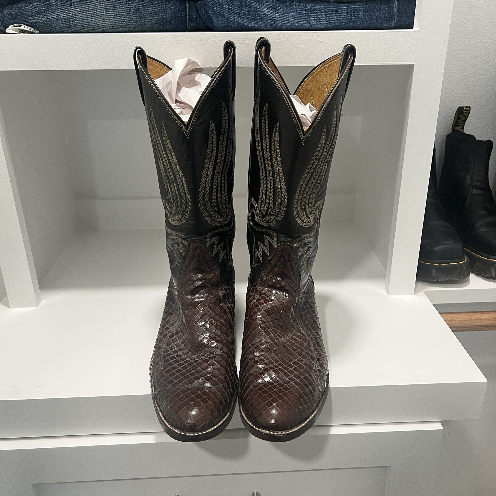 Tony Lama Black Label Brown Python Skin Cowboy Bo… - image 4