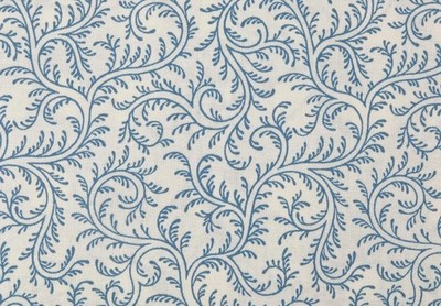 Braquenié Pierre Frey Le Grand Corail Vermicule Blue Cotton Fabric. 4.6 Yards