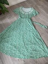 Boden Dress Size 18 Regular Green White Floral Summer Cocktail A Line Collared