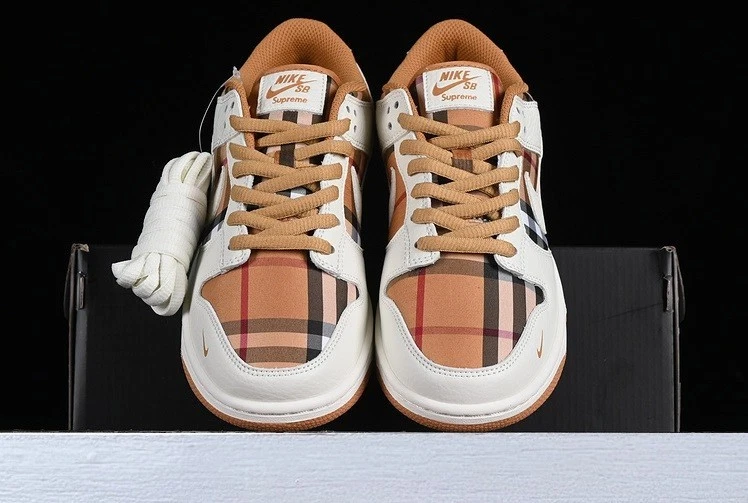 NIKE SB DUNK LOW SUPREME BIANCO MARRONE QUADRETTI TAGLIA 41 42 43 RESO GRATIS - Immagine 4 di 4