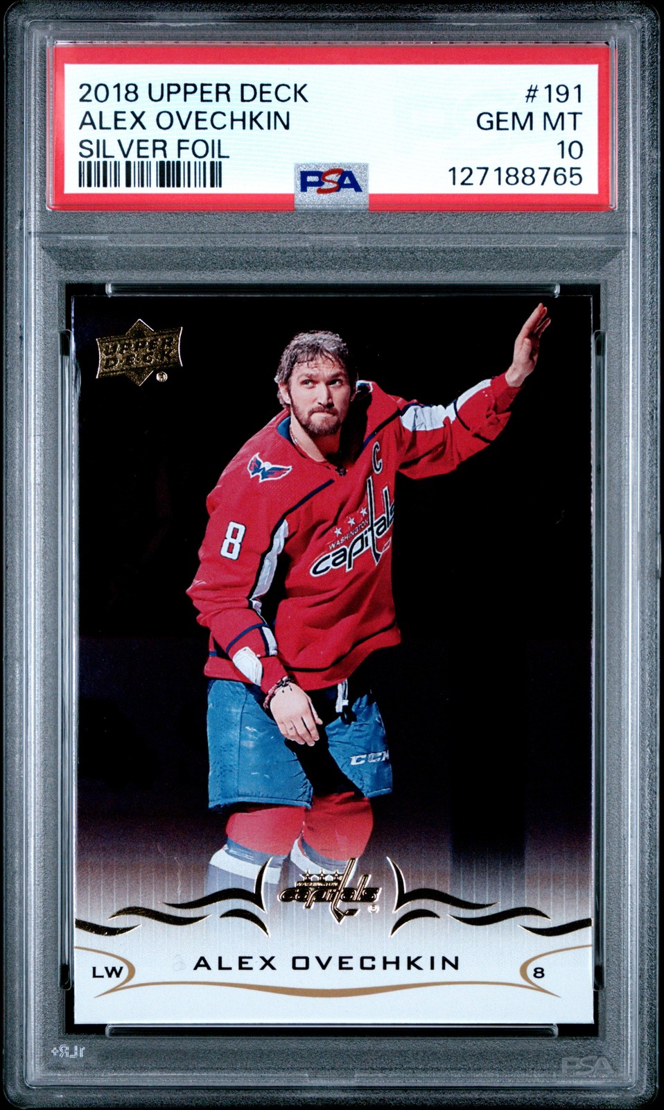 2018 UPPER DECK SILVER FOIL #191 ALEX OVECHKIN PSA 10