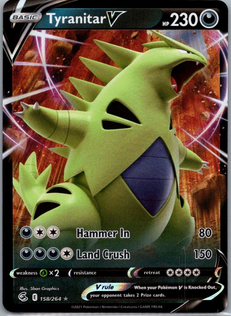Tyranitar V 158/264 Holo V Rare Fusion Strike Pokemon Near Mint