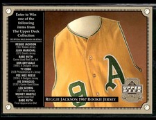 2000 Upper Deck #NNO Reggie Jackson 1967 Rookie Jersey Entry Form Card 3801K. rookie card picture