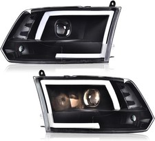 LED DRL Headlights Dodge Ram 1500-3500 2009-2012 Clear Lens Black Housing