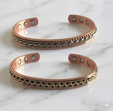 Solid Copper Magnetic Bracelet Pure Copper Tri Tone Arthritis Therapy Cuff