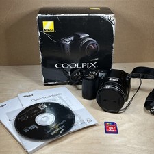 Nikon COOLPIX L100 10MP 15X Optical Zoom Digital Camera Box Manual SD Card Works