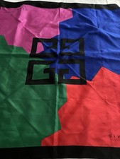 Vintage GIVENCHY Perfume Gift Scarf 1980  s Couture Color Block 34  X 34  Italy
