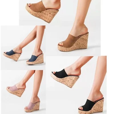 MARKENLOS Damen Sommer Slingback Pumps Pantoletten Keilabsatz Plateau Hausschuhe Sandalen