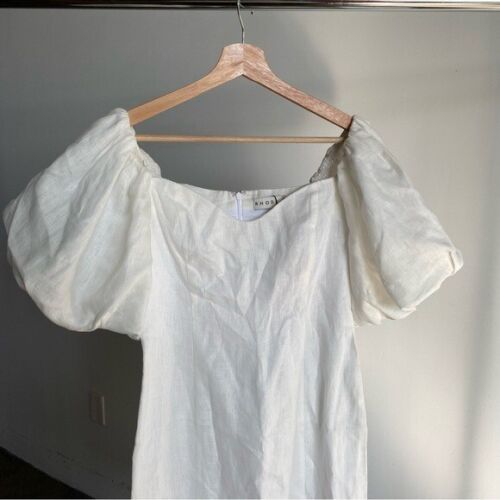 $495 NWT Rhode White Karima Linen Off the Shoulder Midi Dress Sz 4 - Picture 3 of 13
