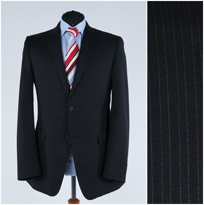 Schwarz gestreifter Herrenblazer 42R UK-Größe HICKEY Wolle Sport Mantel Jacke