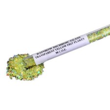 Frit Flakes YELLOW w/ Rainbow Dichroic Coating 96 COE 1 oz Glass Fusing Supplies