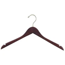 17" Walnut & Brass Wood Shirt/ Dress Hanger  (pack of 15)