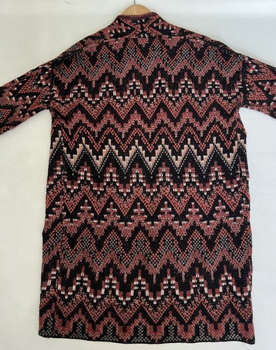 Lucky Brand Sweater Women's S Brown Chevron Aztec Knit Open-Front Long Cardigan - Picture 13 of 17