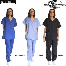 Women Medical Scrubs Doctor Uniform Top Trouser Set Nurse Dentist Hospital Suits