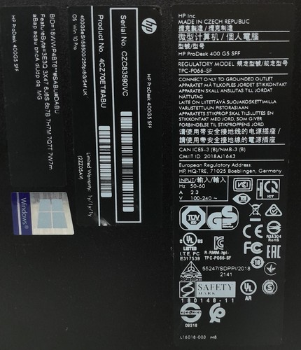HP ProDesk 400 G5 - SFF - i5-8500 3.00GHz - 16GB RAM - 256GB SSD - Windows 11... - 第 4/5 張圖片