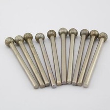 10Pcs Diamond Coated 8mm Circular Spherical Head Grinding Bit Mounted Point