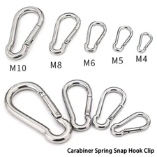 M4 M5 M6 M8 M10 304 Stainless Steel Heavy Duty Carabiner Spring Snap Hook Clip