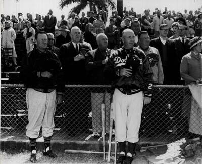Bob Elliott, Eddie Rickenbacker Giles, Owner Walter O'Malley and M- Old Photo