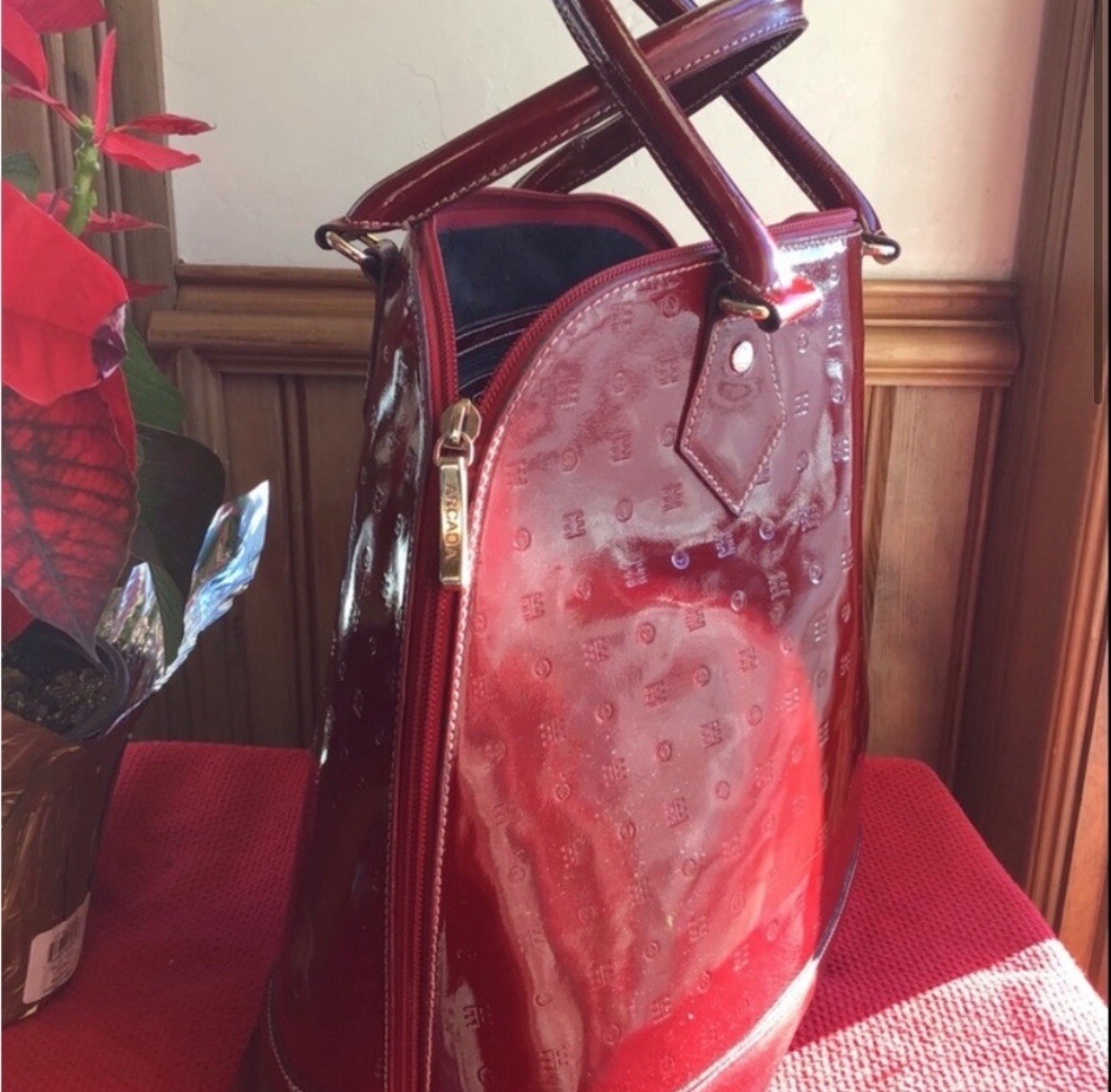 Arcadia Ruby Red Dome Style Extra Large Satchel/b… - image 2