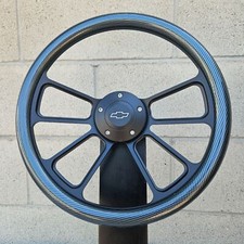 14 Black 4 Spoke Steering Wheel W Carbon Fiber Hydro Dipped Wrap- Chevy Horn