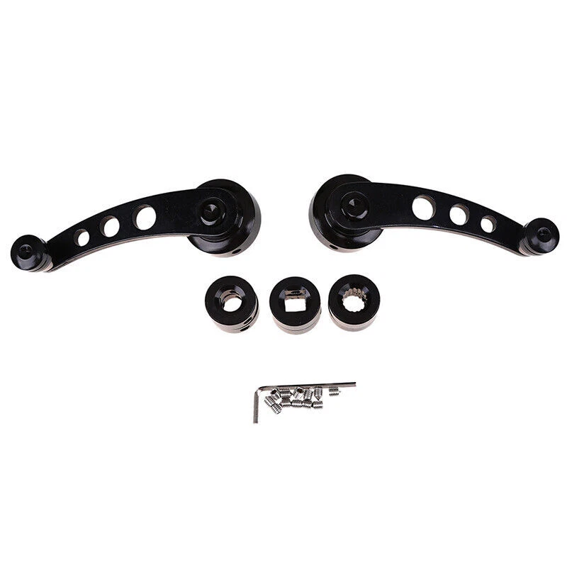 Manivela de manivela de manivela manual de aluminio negro para ventana de coche SUV Billet 2 piezas Foto 2 de 4