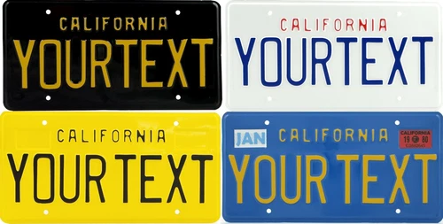 Retro Vintage California US License Plate USA Alu Embossed Custom Date Sticker