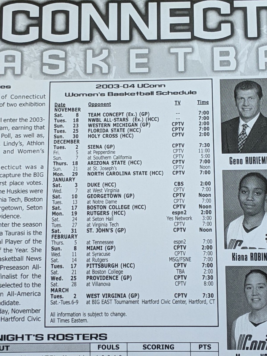 2004 uconn basketball roster