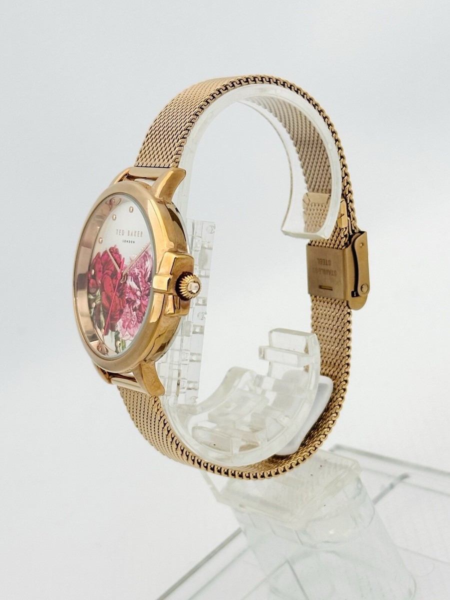 Ted Baker Ruth TE50267009 Floral Dial Rose Gold Mesh 