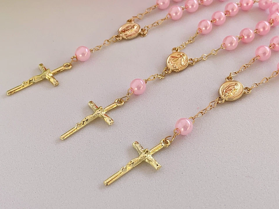 36 Favores de Bautizo Chapados en Oro Color Rosa Favores de Comunión/Recuerdos de Bautizo Foto 2 de 4