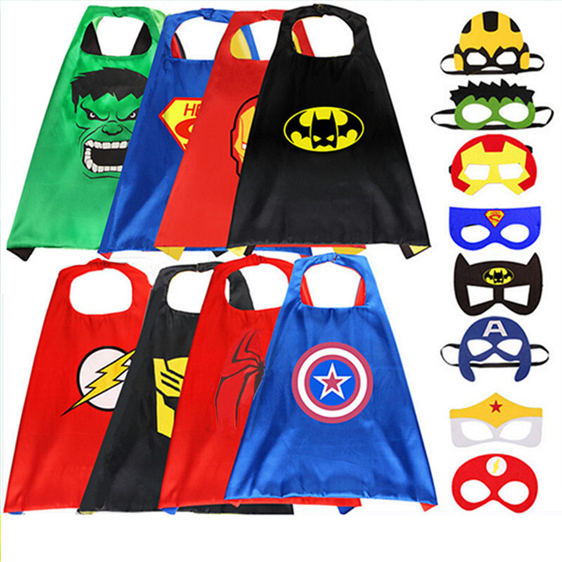 Conjunto de máscara de capa de superhéroe para niños niño niña Superman Batman Hulk disfraz de Halloween