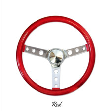 13.5 Mooneyes 3-spoke Chrome Steering Wheel Red Metal Flake Grip Gs250cmrd