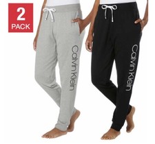NEW Women's Calvin Klein SMALL 2 Pack French Terry Joggers Pants Black Gray