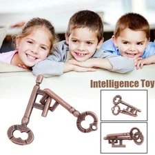 Key Lock Puzzle Vintage Classic Metal Brain Teaser Kids A8D6 For Adults IQ D2P3