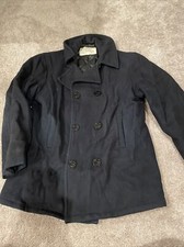 Vintage United States Navy Double Breasted Pea Coat M USN Blue