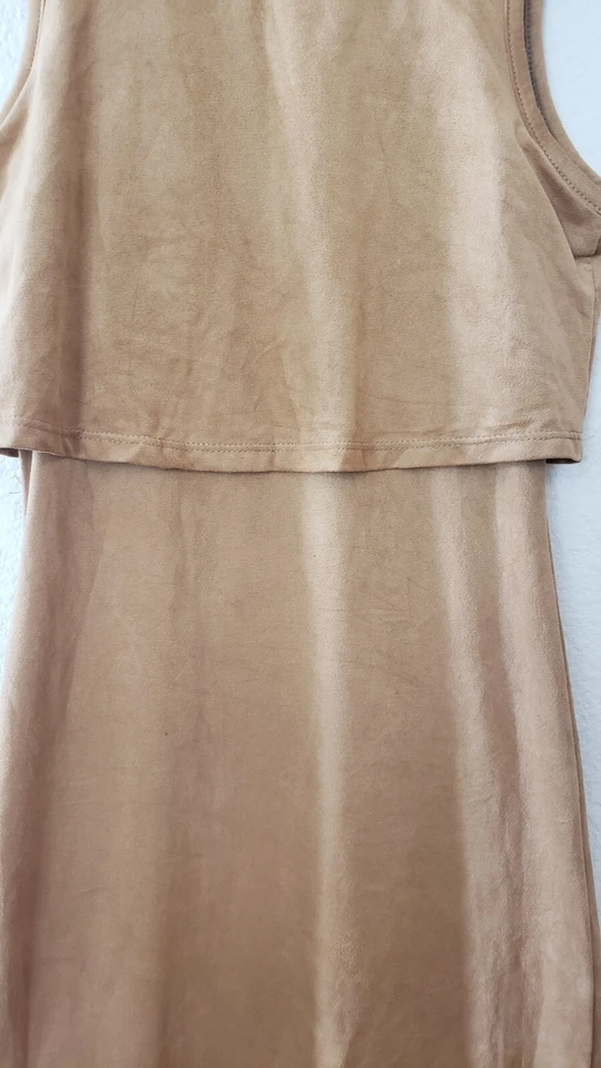 Vestido Urban Outfitters Nuevo Talla Pequeña XS Imitación Gamuza Bodycon Tostado Marrón Abuela Foto 3 de 4